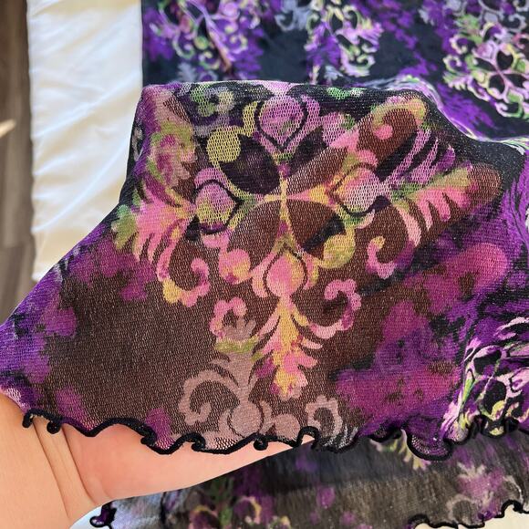 Cacique Black Purple Mesh Mini Dress Lingerie Plus Size 4X Whimsygoth Fairy - Picture 4 of 8